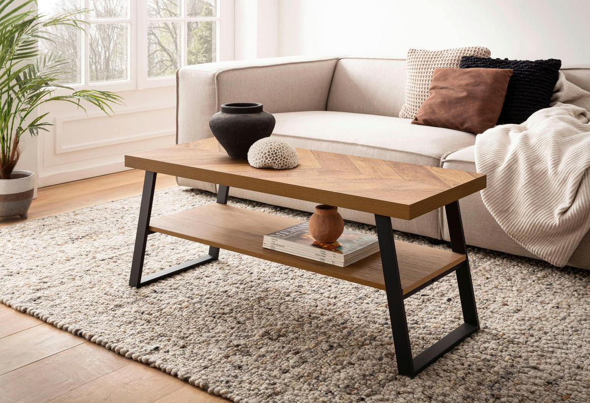 COUCHTISCH 100/40/41 cm rechteckig Eichefarben  - Eichefarben/Schwarz, Design, Holzwerkstoff/Metall (100/40/41cm) - MID.YOU