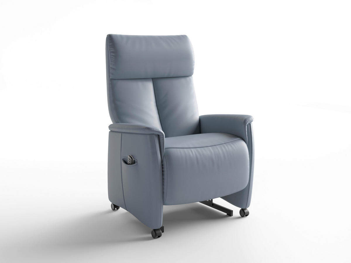 RELAXSESSEL TV CREMONA COMFORT E S1 Echtleder Kopfteilverstellung, Fußteilverstellung, Rücken echt    - Graublau/Schwarz, Basics, Leder/Kunststoff (76/110/84cm) - Sit & More