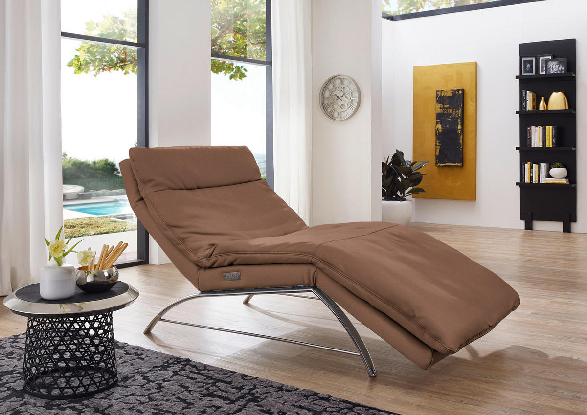 RELAXLIEGE in Echtleder Braun  - Alufarben/Braun, Basics, Leder (95/91/170cm) - Chilliano