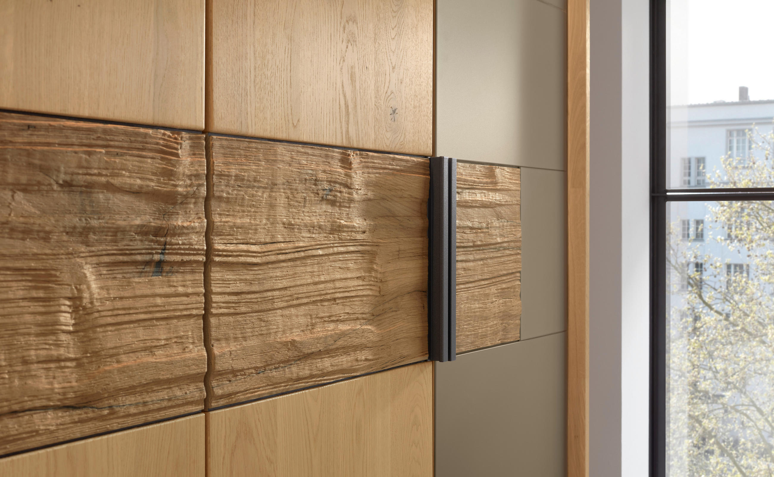 KLEIDERSCHRANK  in Braun, Eschefarben  - Eschefarben/Braun, Natur, Glas/Holz (299/225/57cm) - Valdera