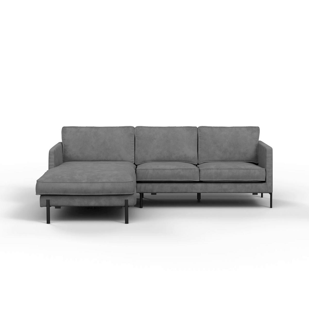 ECKSOFA in Flachgewebe Braun  - Schwarz/Braun, Trend, Textil/Metall (154/232cm) - Livetastic