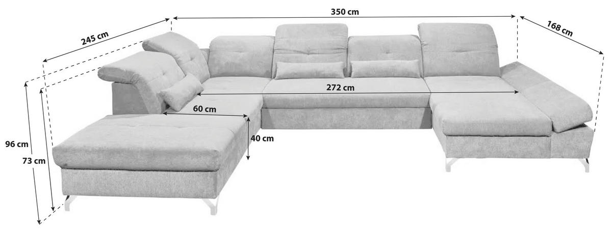 SJEDEĆA GARNITURA tekstil, drvni materijal  antracit   - srebrne boje/antracit, Moderno, drvni materijal/tekstil (245/350/168cm) - Hom`in