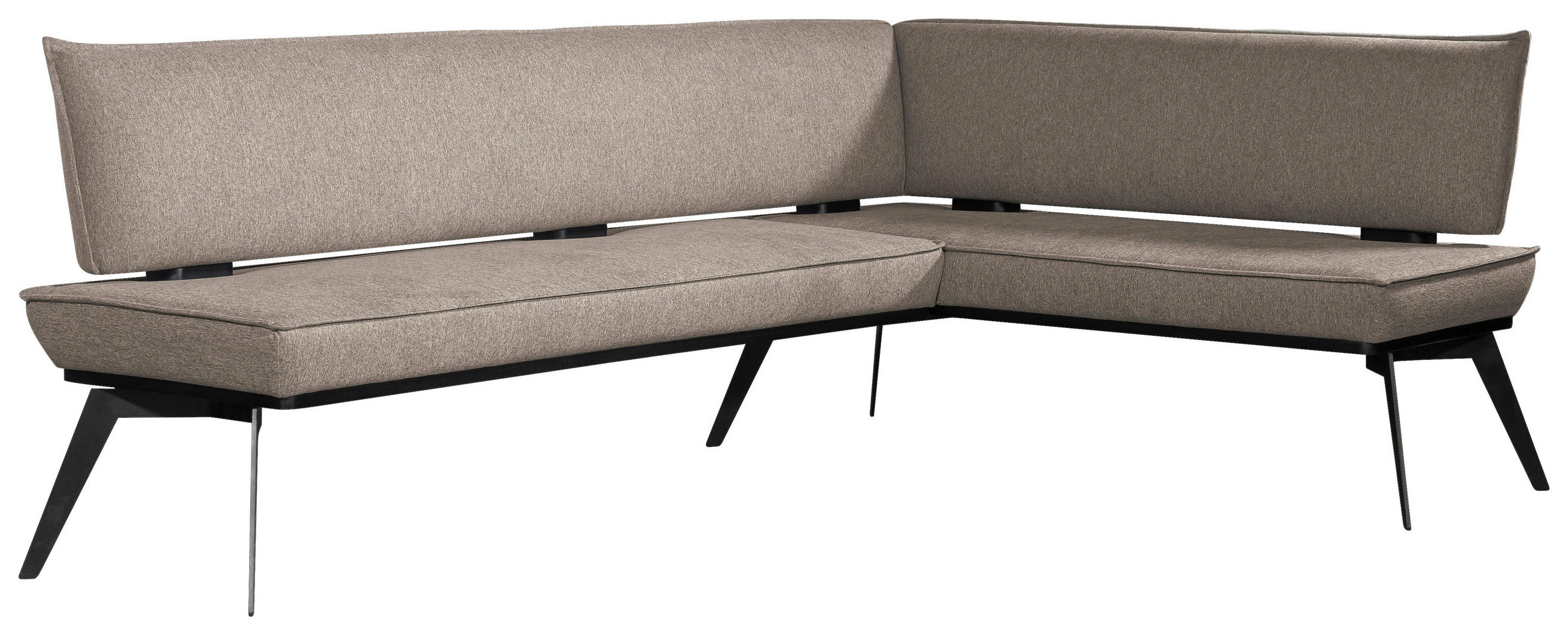 ECKBANK 235/165 cm Webstoff Taupe, Schwarz Buche massiv   - Taupe/Schwarz, Basics, Holz/Textil (235/165cm) - Carryhome