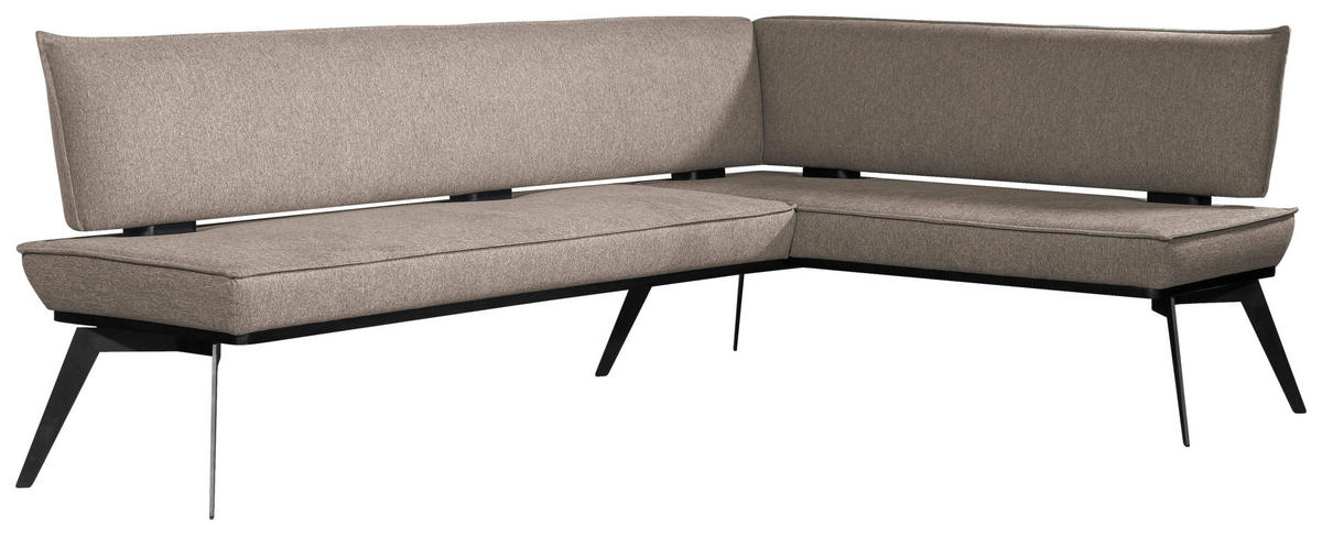 ECKBANK 215/165 cm Webstoff Schwarz, Taupe Buche massiv   - Taupe/Schwarz, Basics, Holz/Textil (215/165cm) - Carryhome