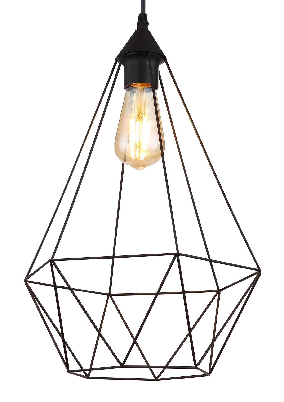 HÄNGELEUCHTE 30/120 cm    - Schwarz, Design, Textil/Metall (30/120cm) - Globo