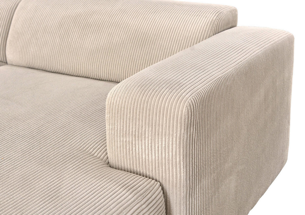 SEDEŽNA GARNITURA, rebrasti žamet krem barve  - črna/krem barve, Design, umetna masa/tekstil (298/175cm) - P & B