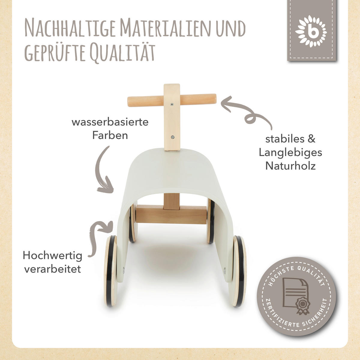 RUTSCHFAHRZEUG SCANDI  - Naturfarben/Weiß, KONVENTIONELL, Holz (46/26/38cm)