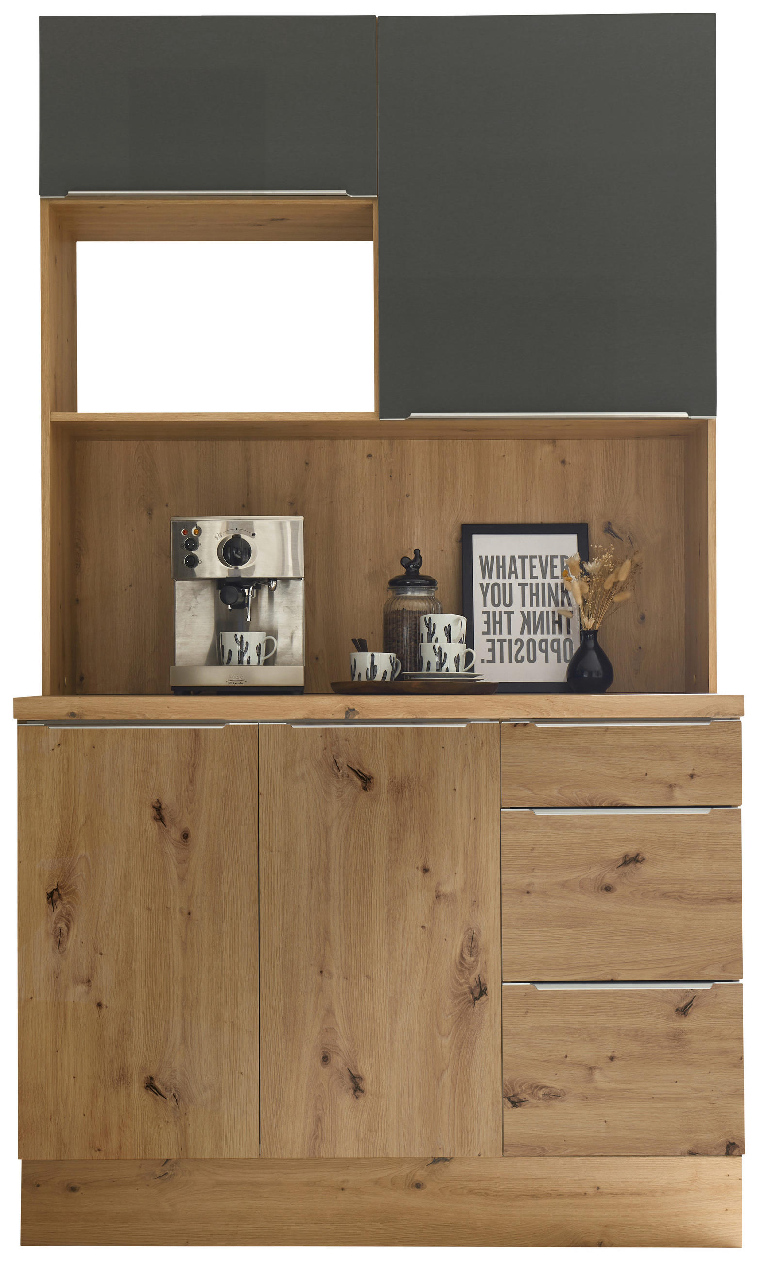 MINIKÖK 120 cm i grå, ek Artisan - aluminiumfärg/grå, Lifestyle, trämaterial/plast (120cm) - Respekta