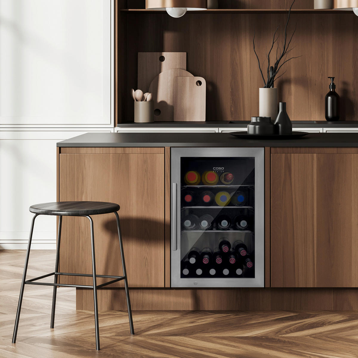 GETRÄNKEKÜHLSCHRANK 43/67,5/55,5 cm  - Edelstahlfarben, Basics, Glas/Metall (43/67,5/55,5cm) - CASO Design