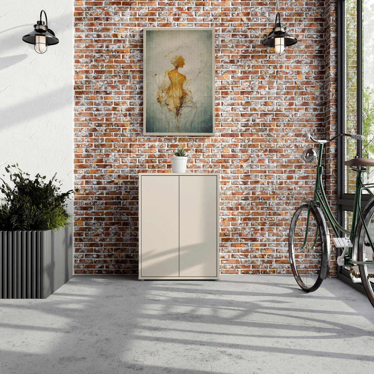 OMARA ZA ČEVLJE peščene barve - peščene barve, Moderno, umetna masa/leseni material (74,5/99,1/34,9cm) - Carryhome