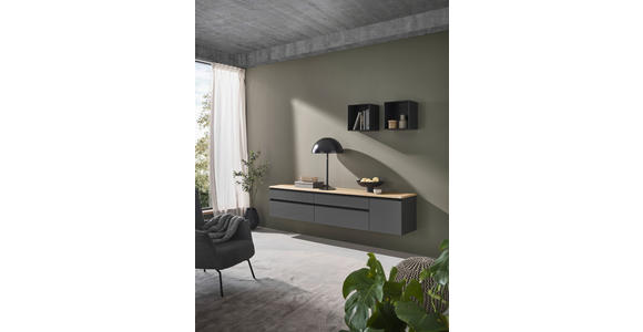 LOWBOARD  225/46/41 cm 4 Schublade(n) erweiterbar, Typenauswahl, Beimöbel erhältlich, stehend, hängend  - Eichefarben/Anthrazit, Design, Holzwerkstoff/Kunststoff (225/46/41cm) - Dieter Knoll