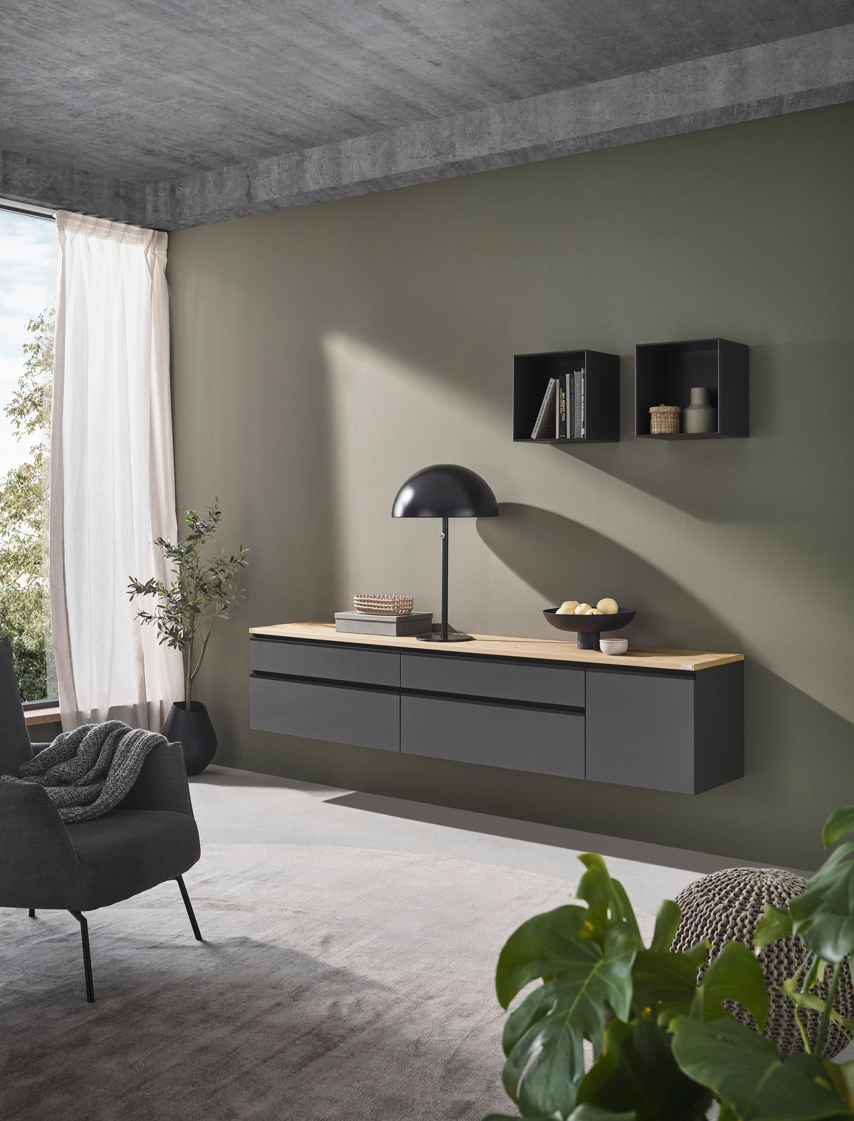 LOWBOARD  in 225/46/41 cm  - Eichefarben/Anthrazit, Design, Holzwerkstoff/Kunststoff (225/46/41cm) - Dieter Knoll