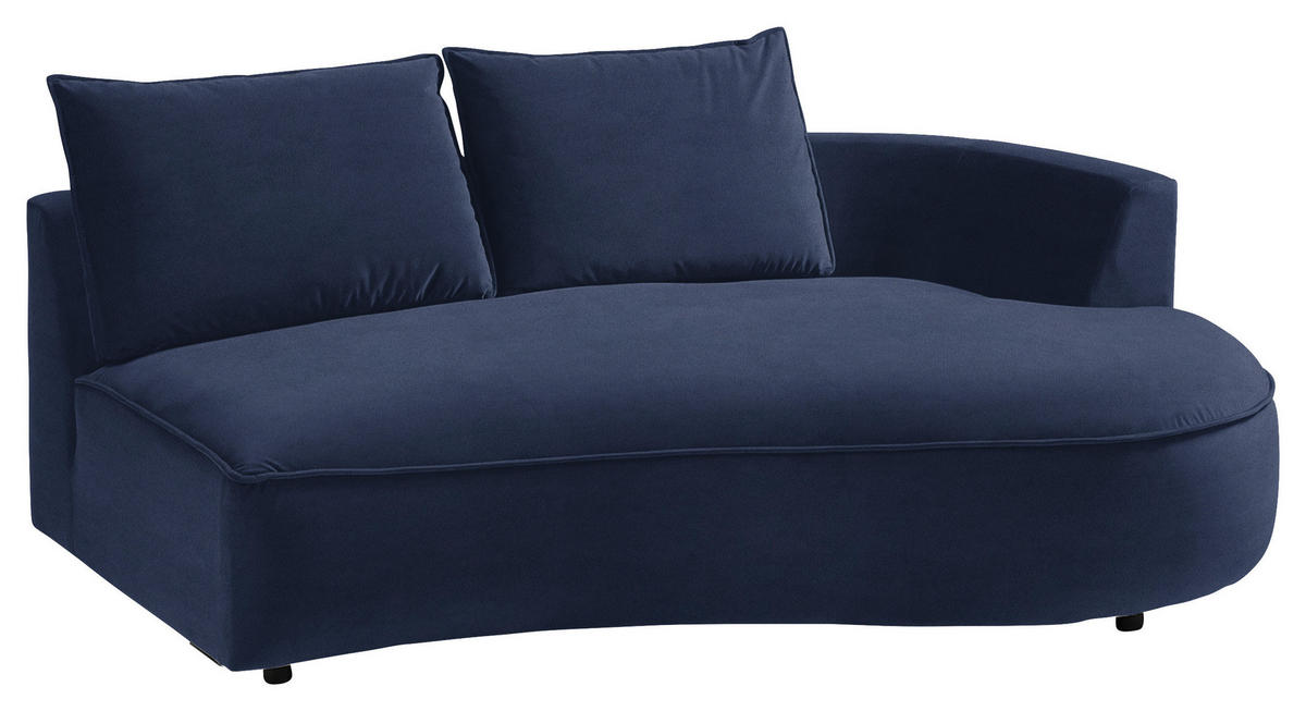 BIGSOFA in Samt Dunkelblau  - Schwarz/Dunkelblau, Design, Kunststoff/Textil (154/82/322cm) - home24