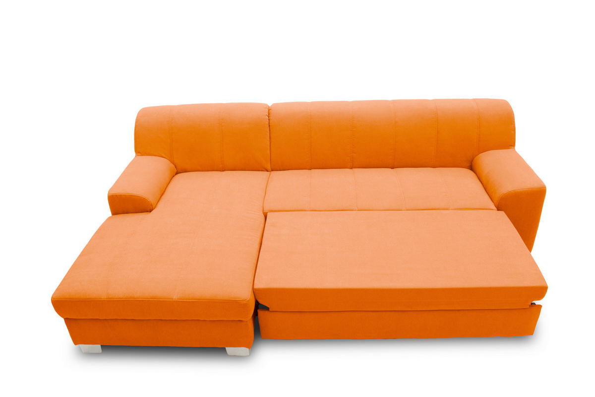 ECKSCHLAFSOFA  CAPRI Orange Mikrofaser  - Chromfarben/Orange, KONVENTIONELL, Textil/Metall (152/239cm) - MID.YOU