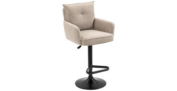 BARHOCKER Cord Creme, Schwarz, Beige Eisen Stoffauswahl, Sitzfläche 360° drehbar, inklusive Armlehnen, automatische Rückholfunktion  - Beige/Creme, Design, Textil/Metall (54/98-120/58cm) - Novel