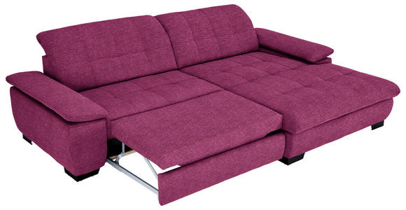 ECKSOFA  in Webstoff Lila Rücken echt, Kopfteilverstellung  265/180 cm  - Lila/Schwarz, Design, Textil/Metall (265/180cm) - Carryhome