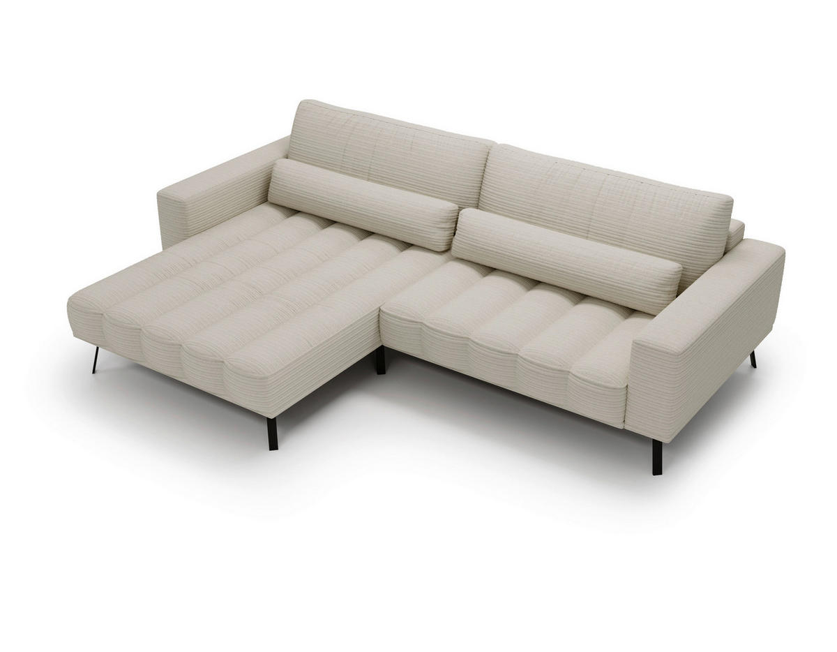 ECKSOFA in Cord Naturfarben  - Schwarz/Naturfarben, Design, Textil/Metall (204/291cm) - Lomoco