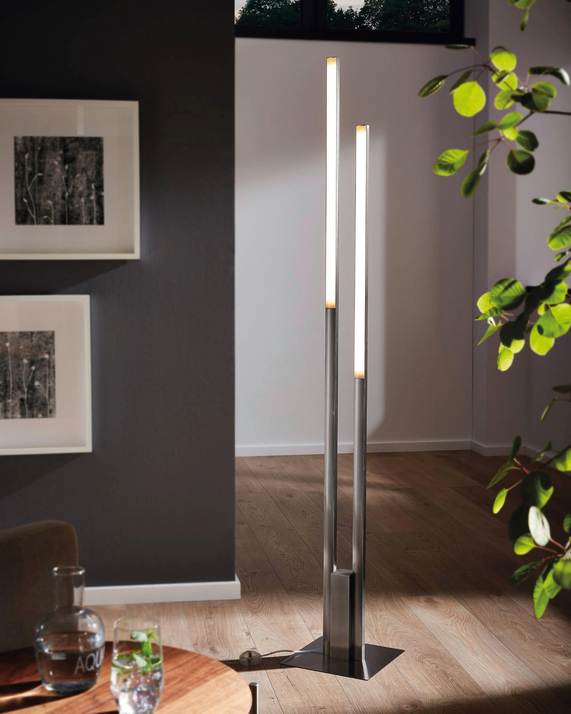 LED-STEHLEUCHTE - Weiss/Nickelfarben, Design, Kunststoff/Metall (28/175,5cm) - Eglo