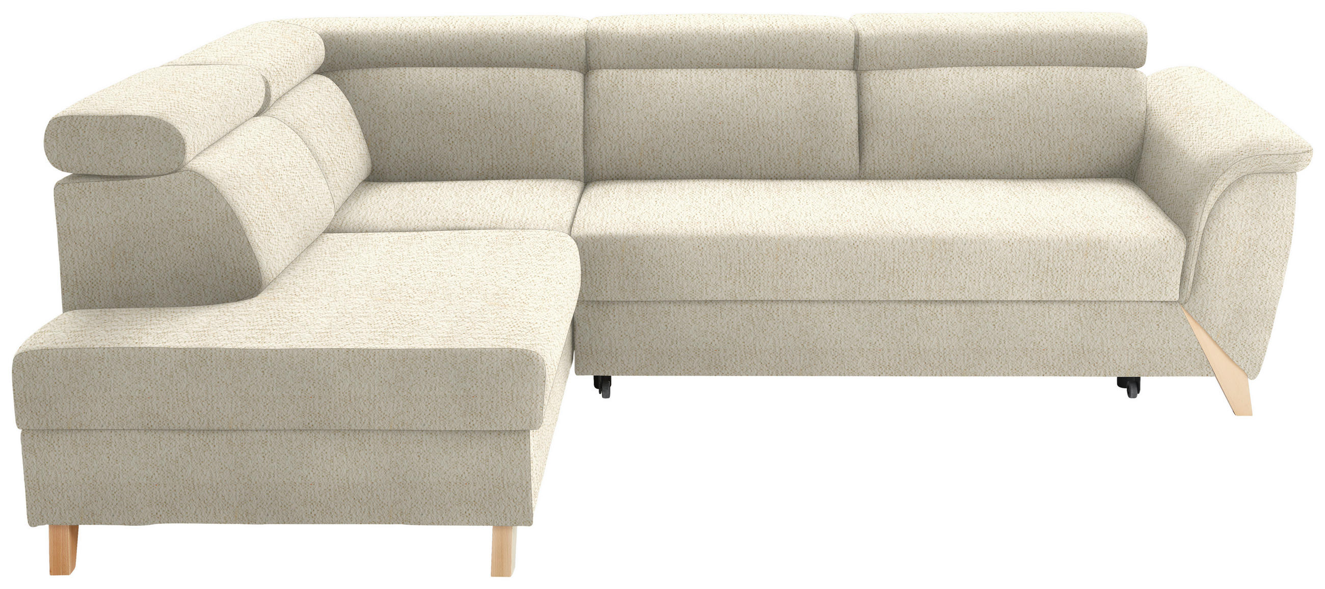 ECKSOFA in Struktur Beige  200/265 cm  - Beige/Naturfarben, KONVENTIONELL, Holz/Textil (200/265cm) - Stylife