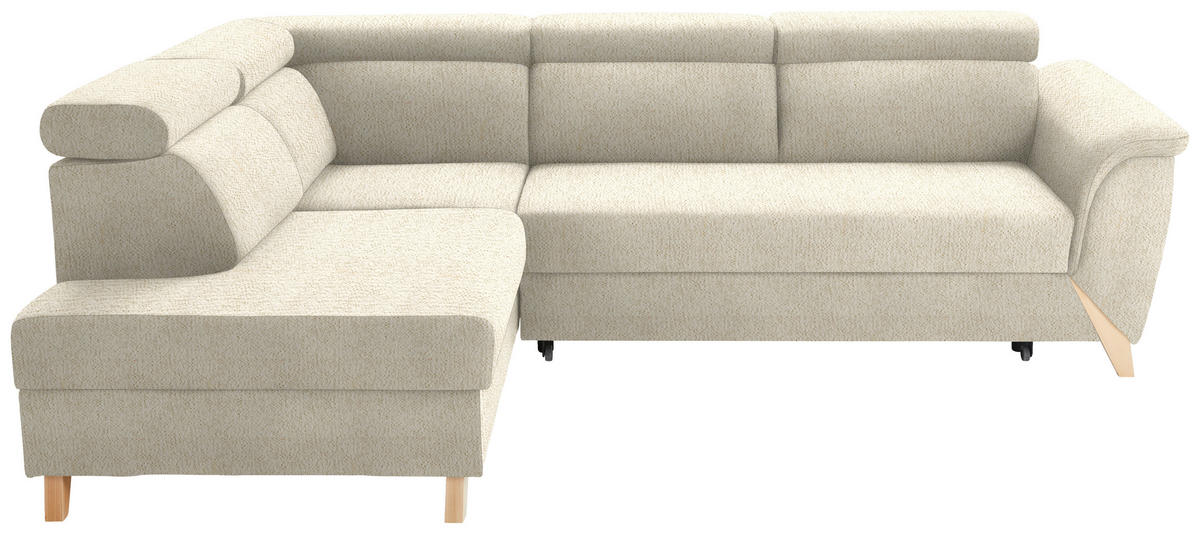 ECKSOFA in Struktur Beige  200/265 cm  - Beige/Naturfarben, KONVENTIONELL, Holz/Textil (200/265cm) - Stylife