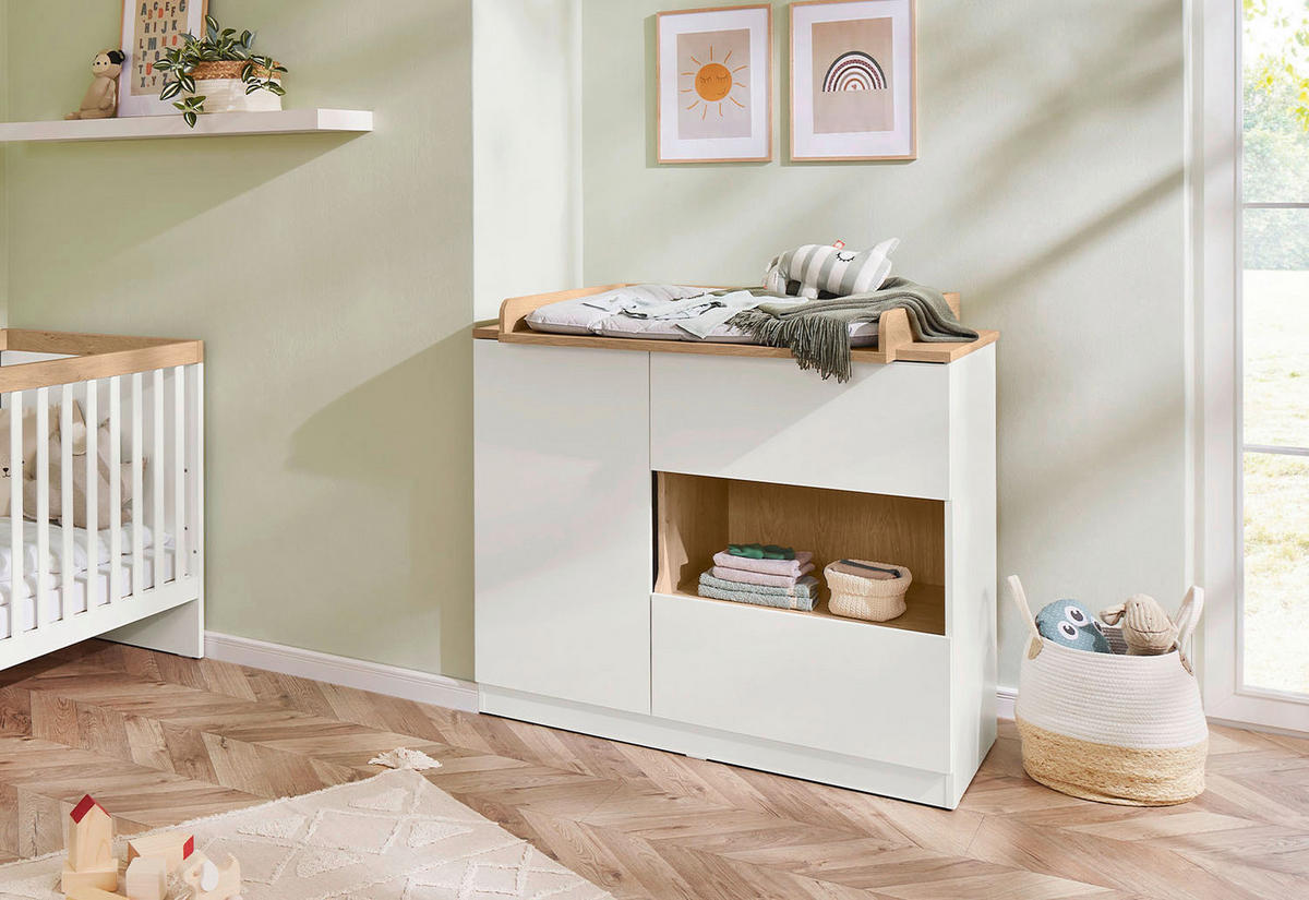 WICKELKOMMODE Linje Weiß  - Weiß, Basics, Holz (110/103/77cm) - Pinolino