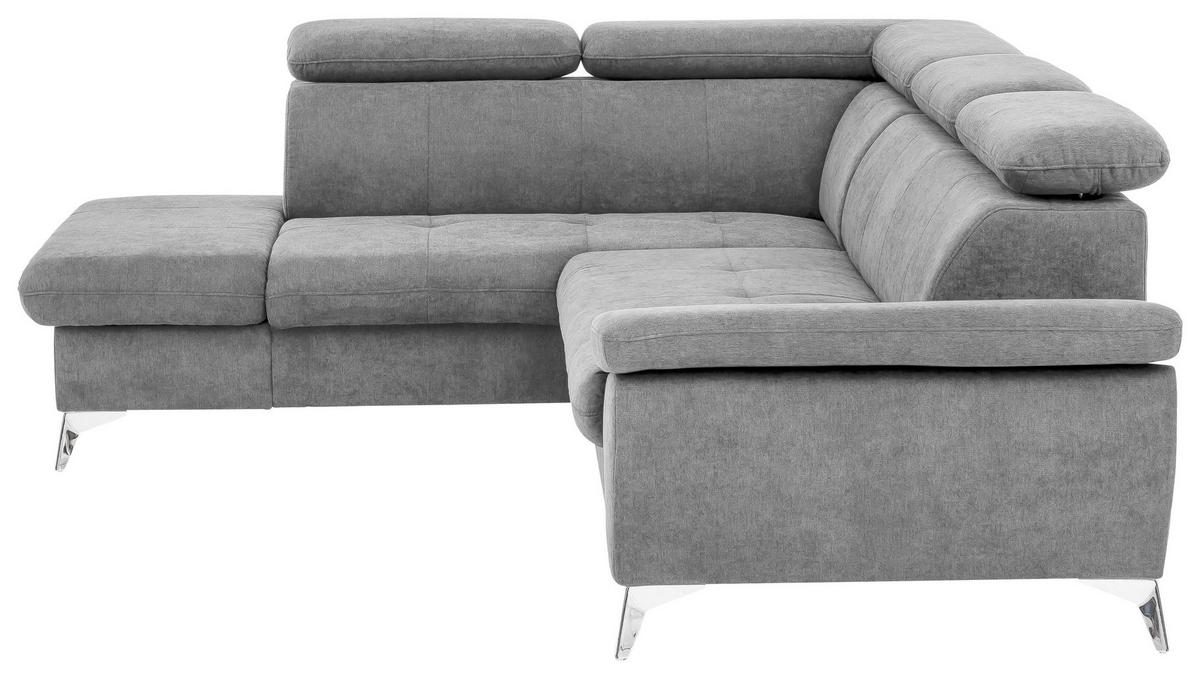 ECKSOFA in Mikrofaser Hellgrau  - Chromfarben/Hellgrau, Konventionell, Textil/Metall (209/256cm) - Livetastic