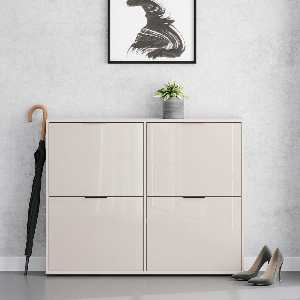 SCHUHKIPPER - Kaschmir/Schwarz, MODERN, Glas/Holzwerkstoff (118/93/17cm) - Boxxx