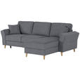 ECKSOFA in Flachgewebe Dunkelgrau  - Eichefarben/Dunkelgrau, KONVENTIONELL, Holz/Textil (265/159cm) - Carryhome