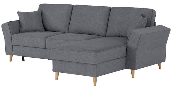 ECKSOFA in Flachgewebe Dunkelgrau  - Eichefarben/Dunkelgrau, KONVENTIONELL, Holz/Textil (265/159cm) - Carryhome