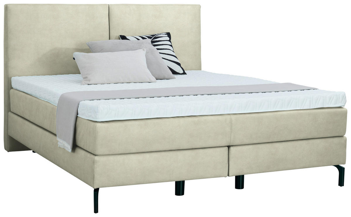 BOXSPRINGBETT 160/200 cm  in Ecru  - Ecru/Schwarz, Konventionell, Textil/Metall (160/200cm) - Dieter Knoll