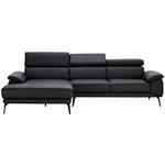 ECKSOFA Schwarz Echtleder  - Schwarz, Design, Leder/Metall (187/295cm) - Novel