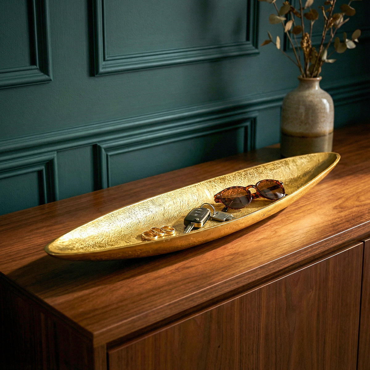 Bol Decorativ - auriu, Design, metal (80/13/7cm) - Livetastic