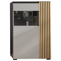 HIGHBOARD Wildeiche, Greige, Schwarz  87/136/45 cm  - Wildeiche/Greige, Design, Glas/Holz (87/136/45cm) - Moderano