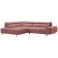 ECKSOFA in Webstoff Rosa  - Dunkelgrau/Silberfarben, Design, Textil/Metall (201/295cm) - Hom`in