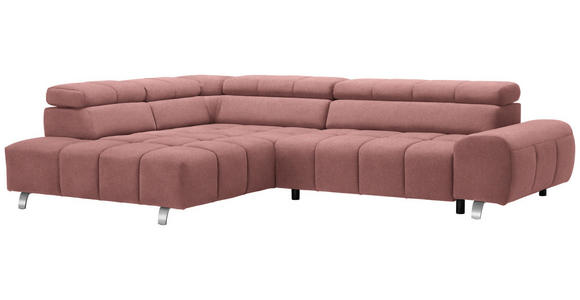 ECKSOFA in Webstoff Rosa  - Dunkelgrau/Silberfarben, Design, Textil/Metall (201/295cm) - Hom`in