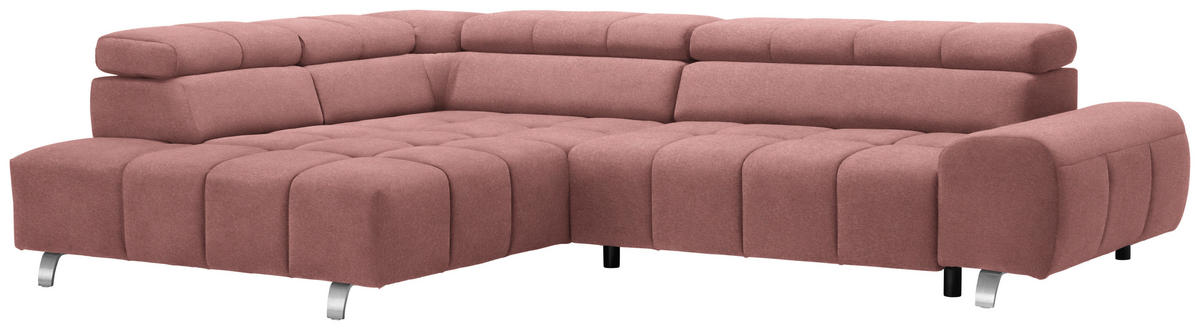 ECKSOFA in Webstoff Rosa  201/295 cm  - Dunkelgrau/Silberfarben, Design, Textil/Metall (201/295cm) - Hom`in