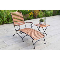 GARTENLIEGE 65/89/137 cm Eukalyptusholz  - Schwarz/Naturfarben, KONVENTIONELL, Holz/Metall (65/89/137cm) - Gardenson