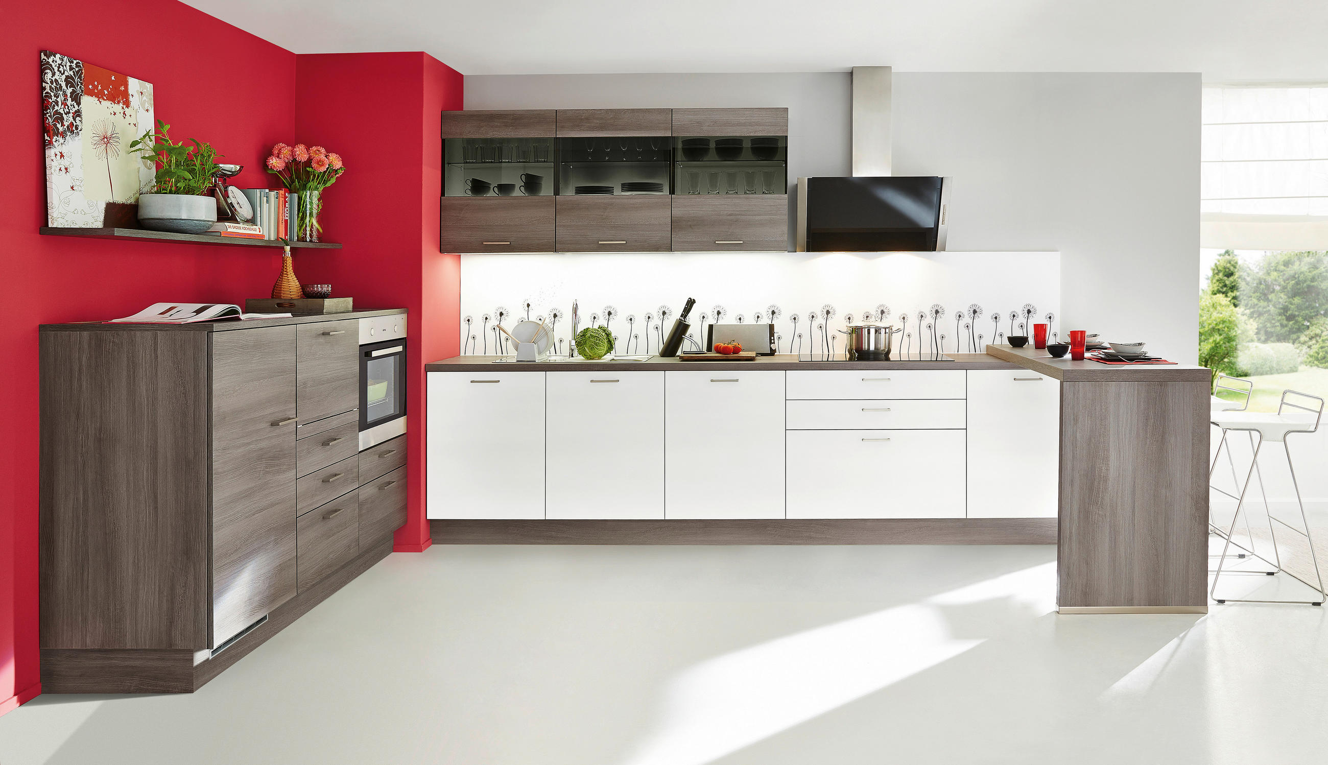 EINBAUKÜCHE MANHATTAN UNI  - Eichefarben/Graphitfarben, Design, Holzwerkstoff - Nolte Küchen