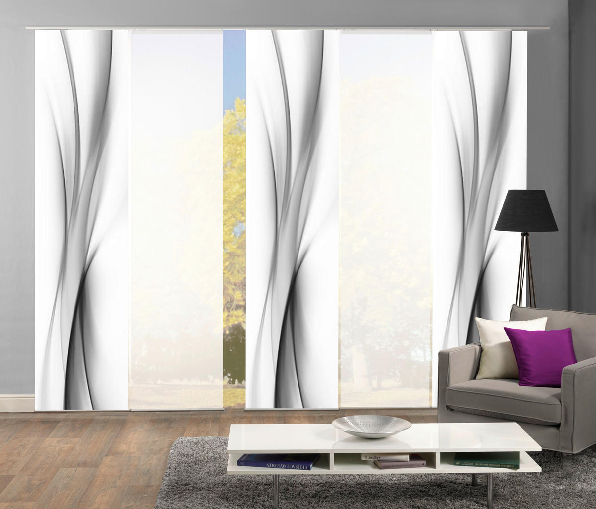 FLÄCHENVORHANG 5ER SET in Grau halbtransparent  - Grau, Design, Textil (60/245cm) - Schmidt W. Gmbh