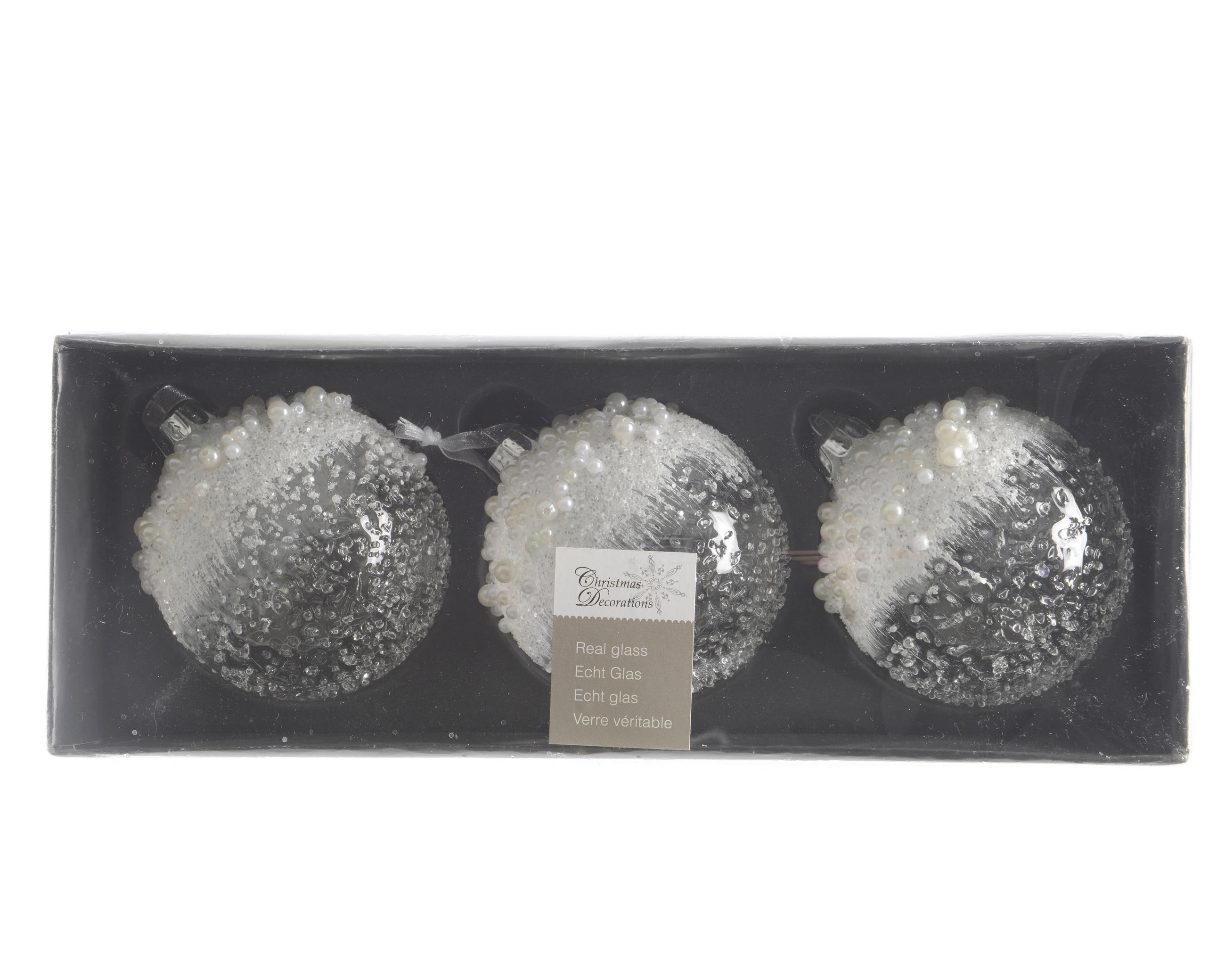 KARÁCSONYFAGÖMB - átlátszó, Basics, üveg (8/8/8cm)