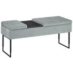 BETTBANK Flachgewebe Fichte, Kiefer Hellblau  - Schwarz/Hellblau, Design, Holz/Textil (124/45,5-61,5/49cm) - Dieter Knoll