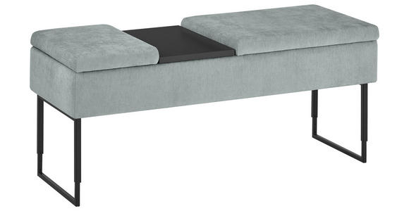 BETTBANK Flachgewebe Fichte, Kiefer Hellblau  - Schwarz/Hellblau, Design, Holz/Textil (124/45,5-61,5/49cm) - Dieter Knoll