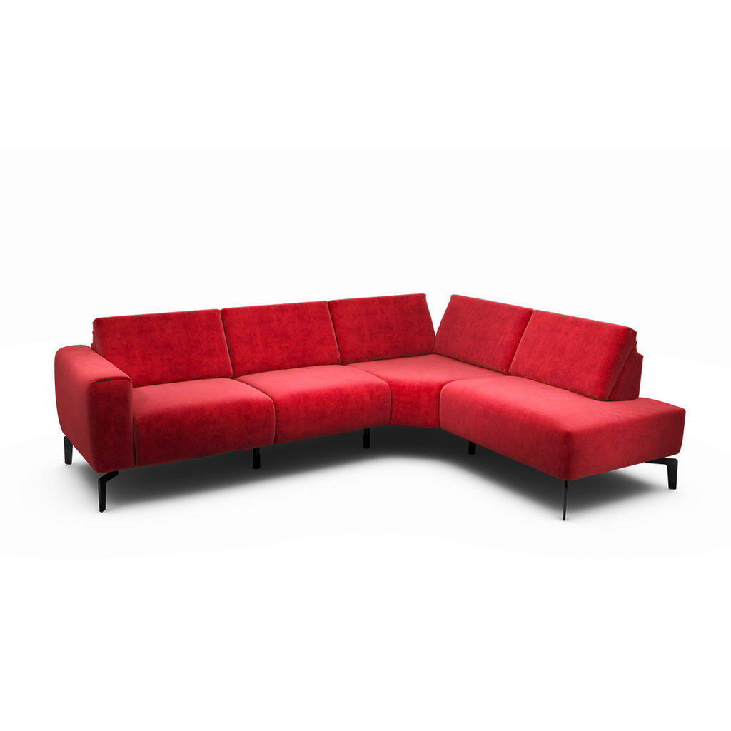 Thumbnail - Sensoo Ecksofa Cosy, Rot, Textil, 5-Sitzer, Ottomane rechts, L-Form, 256x193 cm, Stoffauswahl, Armteil links, rechts, Wo...
