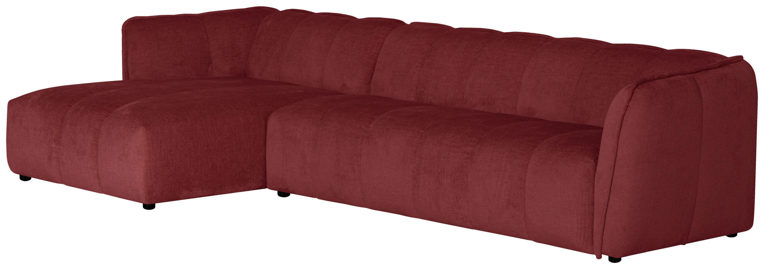 ECKSOFA  LIVOLI Bordeaux Chenille  - Bordeaux/Schwarz, Design, Textil (160/306cm) - MID.YOU