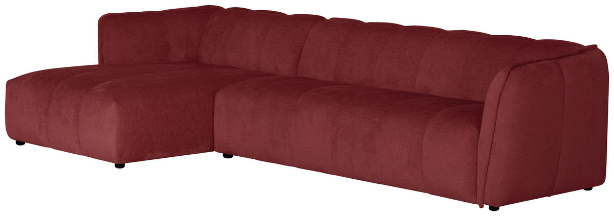 ECKSOFA LIVOLI in Chenille Bordeaux  160/306 cm  - Bordeaux/Schwarz, Design, Textil (160/306cm) - MID.YOU