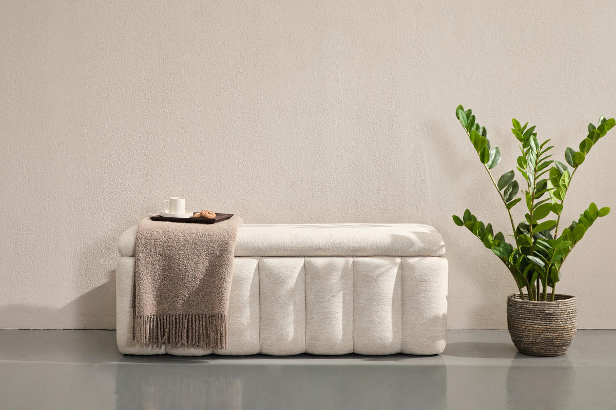 SITZBANK 120/46/41 cm Webstoff Beige Kunststoff  - Beige/Schwarz, Design, Kunststoff/Textil (120/46/41cm) - Novel