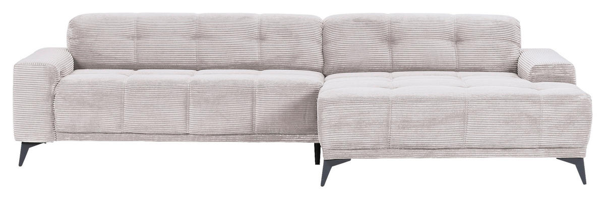 ECKSOFA in Cord Naturfarben  - Schwarz/Naturfarben, Konventionell, Textil/Metall (295/165cm) - Carryhome