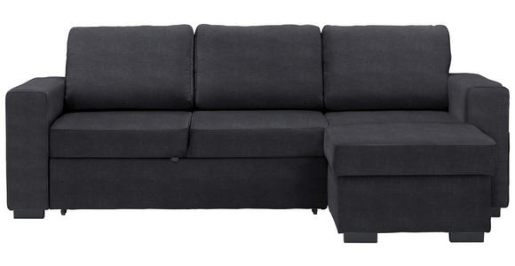 ECKSOFA in Velours Anthrazit  - Anthrazit/Schwarz, Design, Kunststoff/Textil (244/157cm) - Carryhome