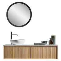 BADEZIMMER  in 140 cm  - Hellbraun/Weiß, Design, Holzwerkstoff/Stein (140cm) - Emilio Belluti