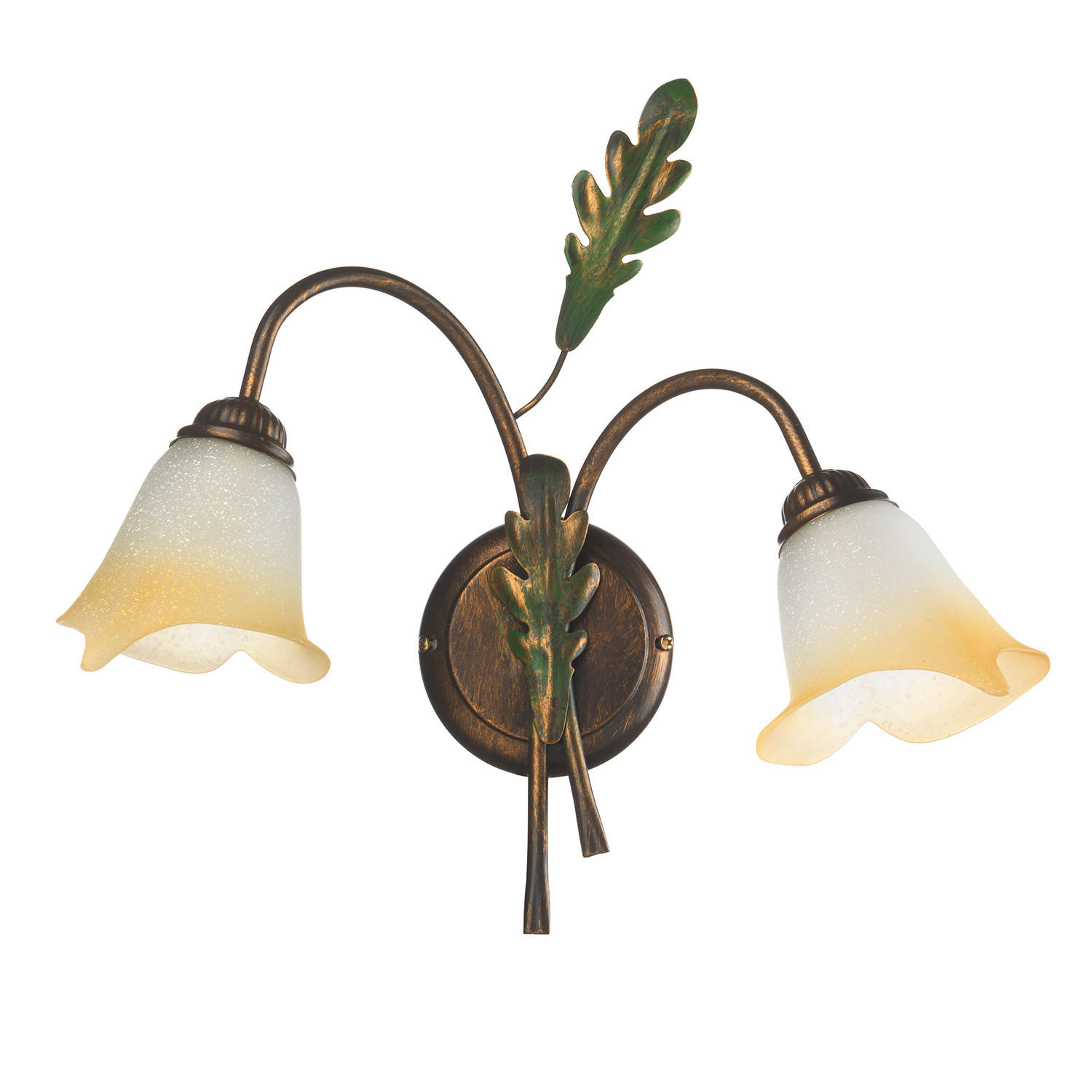 WANDLEUCHTE 40/20/36 cm   - Bronzefarben/Olivgrün, Natur, Glas/Metall (40/20/36cm)